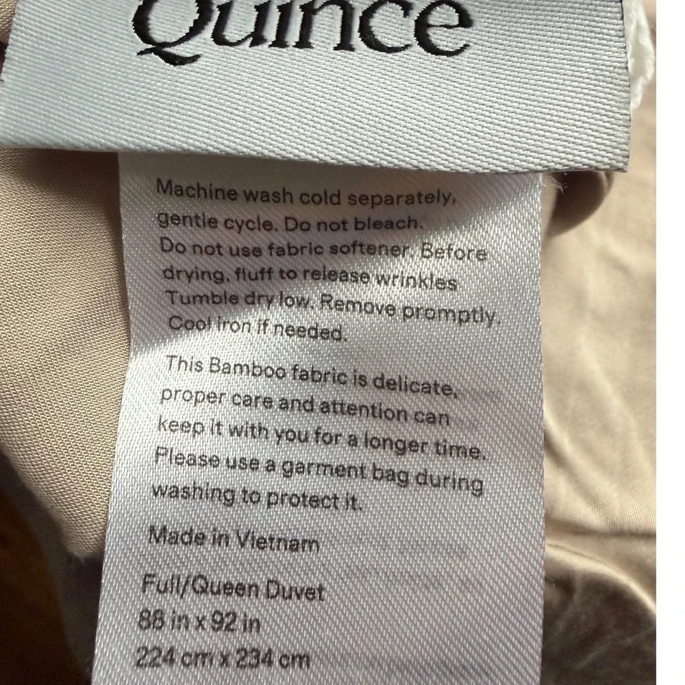 Quince Organic Bamboo Duvet Cover Set Full Queen Plus 2 Shams Sand Cooling NEW